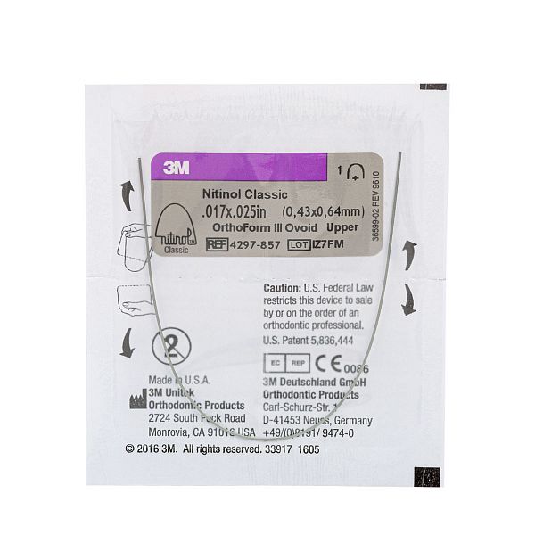 Дуга нитиноловая Unitek Classic .016x.022 ВЧ  ФIII 3М